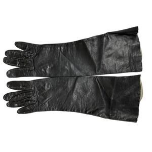 VTG Van Raalte Black Fine Leather Womens Long Gloves Sz 7 1950s